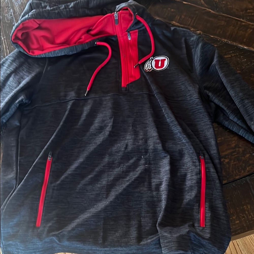 Utah Utes Black and Red Quarter-Zip Hoodie
